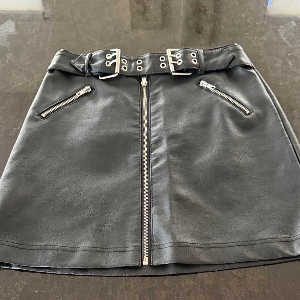 Leather mini skirt
